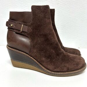Cole Haan NikeAir 7 Brown Suede Rayna Waterproof Leather Wedge Ankle Boots Casua
